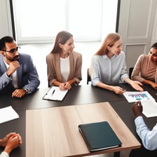 A group of consultants in a meeting